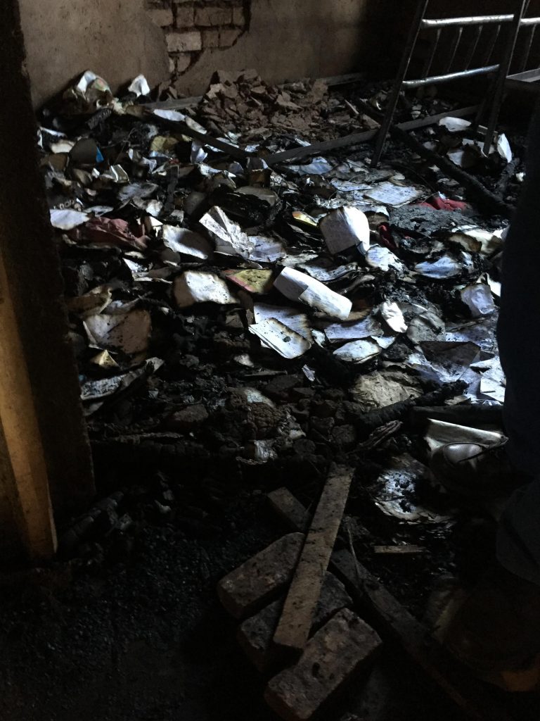 Taken by Abby Brown, Granddaughter of David and Mae Kellum, the morning after the fire.